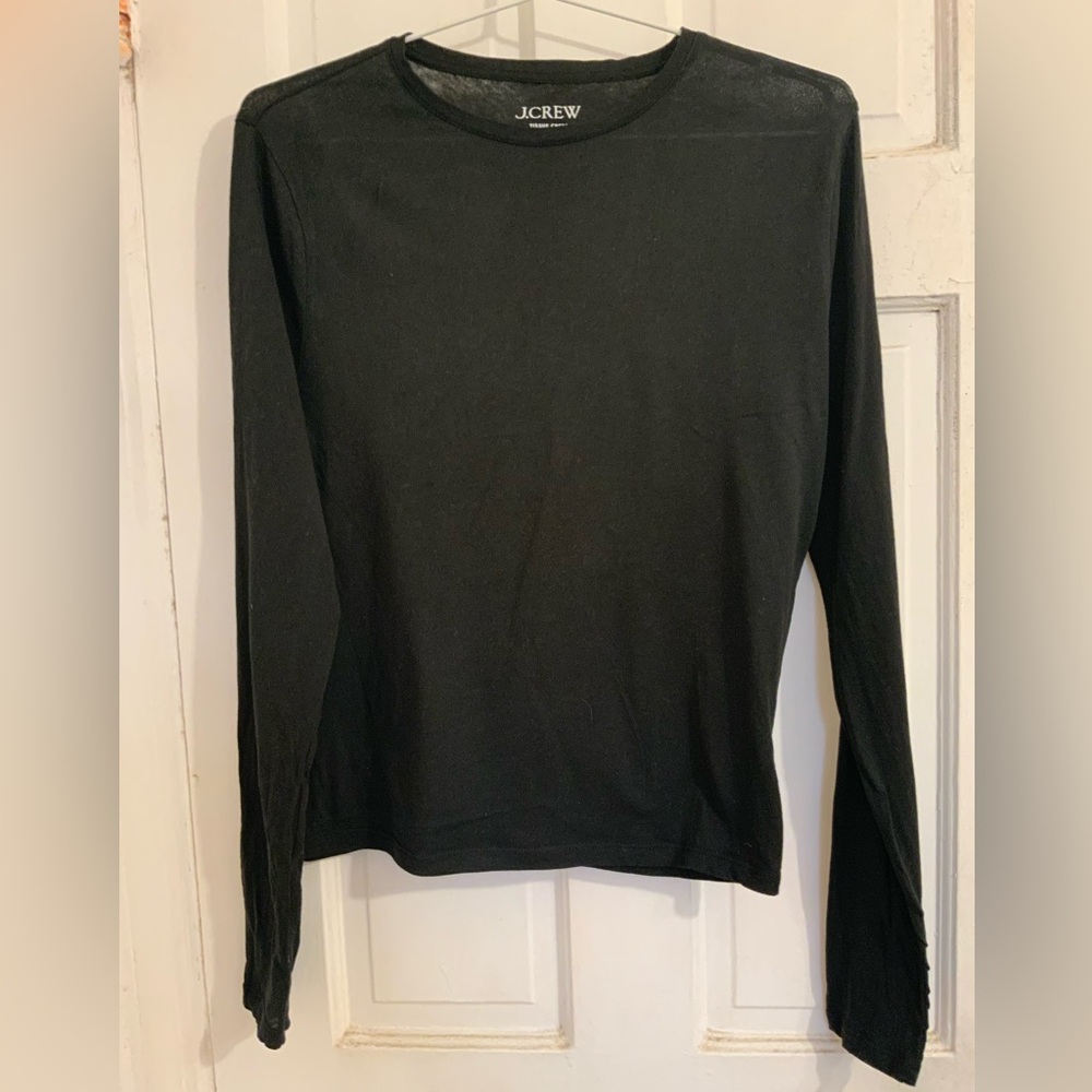 J. Crew Women’s Tissue Crepe Long Sleeve Crewneck Top in size L